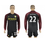 Manchester City #22 Clichy Away Long Sleeves Soccer Club Jersey