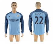 Manchester City #22 Clichy Home Long Sleeves Soccer Club Jersey1