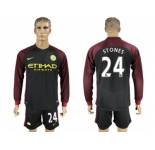 Manchester City #24 Stones Away Long Sleeves Soccer Club Jersey