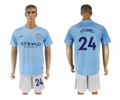 Manchester City #24 Stones Home Soccer Club Jersey