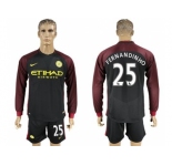 Manchester City #25 Fernandinho Away Long Sleeves Soccer Club Jersey