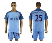 Manchester City #25 Fernandinho Home Soccer Club Jersey3