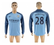 Manchester City #28 Denayer Home Long Sleeves Soccer Club Jersey1