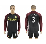 Manchester City #3 Sagna Away Long Sleeves Soccer Club Jersey