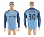 Manchester City #30 Otamendi Home Long Sleeves Soccer Club Jersey1