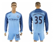 Manchester City #35 Zinchenko Home Long Sleeves Soccer Club Jersey