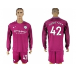 Manchester City #42 Toure Yaya Away Long Sleeves Soccer Club Jersey