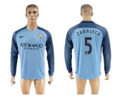 Manchester City #5 Zabaleta Home Long Sleeves Soccer Club Jersey1