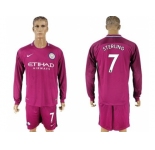 Manchester City #7 Sterling Away Long Sleeves Soccer Club Jersey
