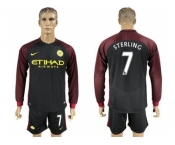 Manchester City #7 Sterling Away Long Sleeves Soccer Club Jersey