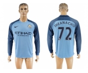 Manchester City #72 Iheanacho Home Long Sleeves Soccer Club Jersey1