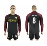 Manchester City #8 Nasri Away Long Sleeves Soccer Club Jersey