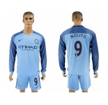 Manchester City #9 Nolito Home Long Sleeves Soccer Club Jersey
