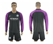 Manchester City Blank Black Goalkeeper Long Sleeves Soccer Club Jersey
