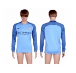 Manchester City Blank Home Long Sleeves Soccer Club Jersey1