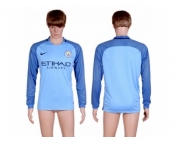 Manchester City Blank Home Long Sleeves Soccer Club Jersey1
