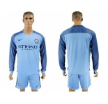 Manchester City Blank Home Long Sleeves Soccer Club Jersey