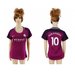 Women Manchester City #10 Kun Aguero Away Soccer Club Jersey