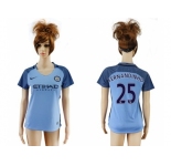 Women's Manchester City #25 Fernandinho Home Soccer Club Jersey