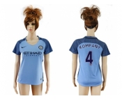 Women's Manchester City #4 Kompany Home Soccer Club Jersey1