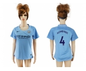 Women's Manchester City #4 Kompany Home Soccer Club Jersey