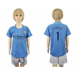 Manchester City #1 C.Bravo Home Kid Soccer Club Jersey