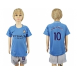 Manchester City #10 Kun Aguero Home Kid Soccer Club Jersey