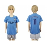 Manchester City #11 Kolarov Home Kid Soccer Club Jersey