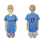 Manchester City #17 De Bruyne Home Kid Soccer Club Jersey
