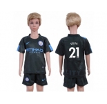 Manchester City #21 Silva Sec Away Kid Soccer Club Jersey