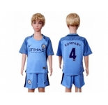 Manchester City #4 Kompany Home Kid Soccer Club Jersey1