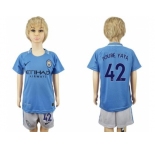 Manchester City #42 Toure YAYA Home Kid Soccer Club Jersey