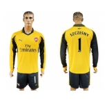 Arsenal #1 Szczesny Away Long Sleeves Soccer Club Jersey