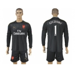 Arsenal #1 Szczesny Black Long Sleeves Goalkeeper Soccer Club Jersey