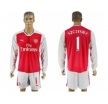Arsenal #1 Szczesny Red Home Long Sleeves Soccer Club Jersey