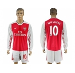 Arsenal #10 Wilshere Red Home Long Sleeves Soccer Club Jersey1