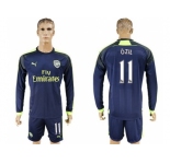 Arsenal #11 Ozil Sec Away Long Sleeves Soccer Club Jersey
