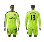 Arsenal #13 Ospina Shiny Green Goalkeeper Long Sleeves Soccer Club Jersey