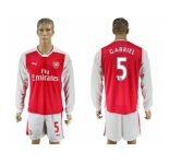 Arsenal #5 Gabriel Red Home Long Sleeves Soccer Club Jersey1