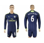 Arsenal #6 Koscielny Sec Away Long Sleeves Soccer Club Jersey