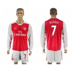 Arsenal #7 Alexis Red Home Long Sleeves Soccer Club Jersey