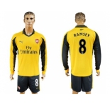 Arsenal #8 Ramsey Away Long Sleeves Soccer Club Jersey