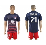 Lyon #21 Gonalons Away Soccer Club Jersey