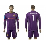 Dortmund #1 Weidenfeller Purple Long Sleeves Goalkeeper Soccer Club Jersey