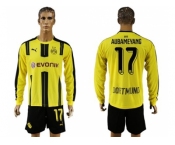 Dortmund #17 Aubameyang Home Long Sleeves Soccer Club Jersey