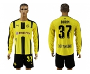 Dortmund #37 Durm Home Long Sleeves Soccer Club Jersey
