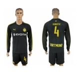 Dortmund #4 Subotic Away Long Sleeves Soccer Club Jersey