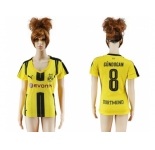 Women's Dortmund #8 Gundogan Home Soccer Club Jersey1