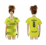 Women's Dortmund #8 Gundogan Home Soccer Club Jersey