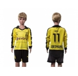 Dortmund #11 Reus Home Long Sleeves Kid Soccer Club Jersey1